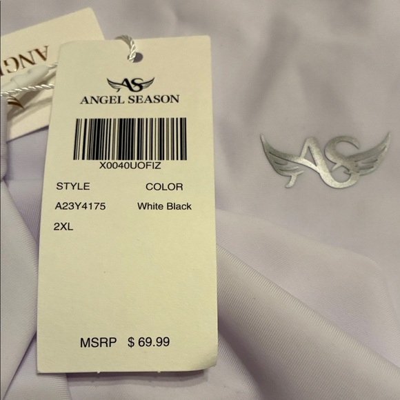 NWT Angel Season Black and White Long Sleeve Swim Shirt 2XL - Picture 7 of 8